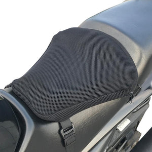 A Supreme suitcase used as motorcycle seat